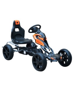 Aosom Kids Pedal Powered Ride-On Go Kart Racer With Hand Brake And Non-Slip Wheels – Orange