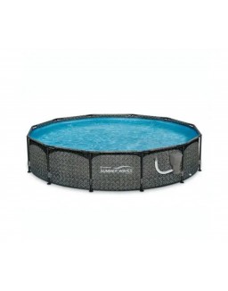 12′ x 33″ Outdoor Round Frame Above Ground Swimming Pool with Pump