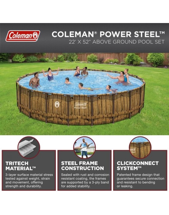 Pool Coleman-Power Steel 22′ x 52″ Round Above Ground Pool Set