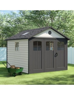 11 Ft. x 11 Ft. High-Density Polyethylene (Plastic) Outdoor Storage Shed with Steel-Reinforced Construction